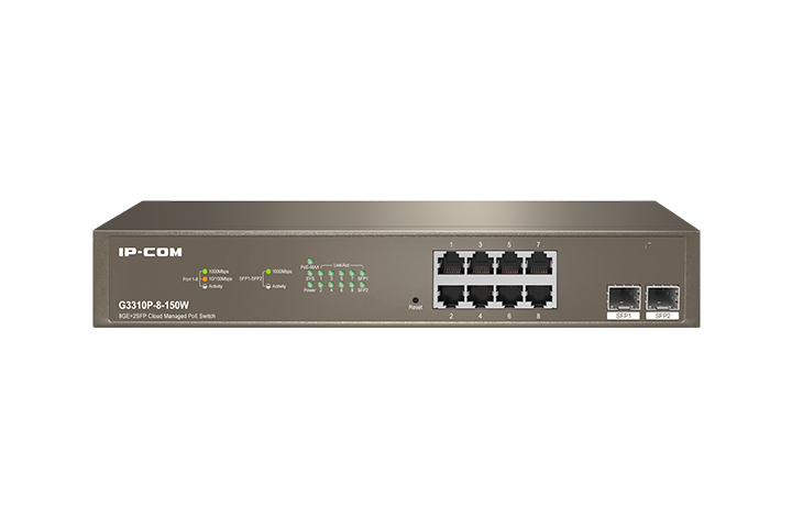 G3310P-8-150W Switch 8Px1G PoE 150W L2 Cloud +2xSFP IP-COM